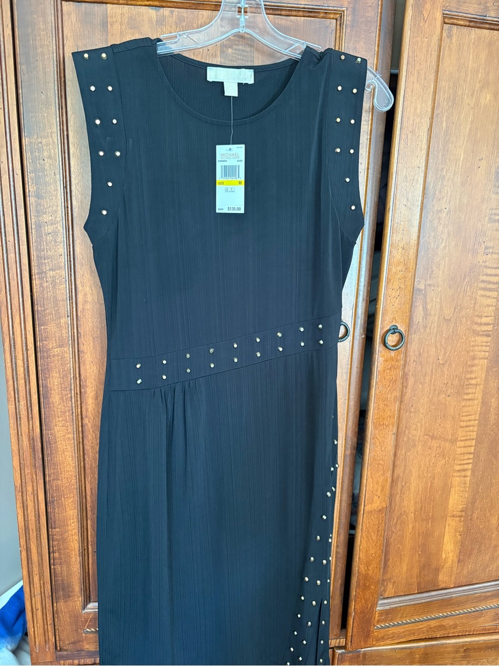 Black Stud-Accent Sleeveless Dress authentic Michael Kors medium designer